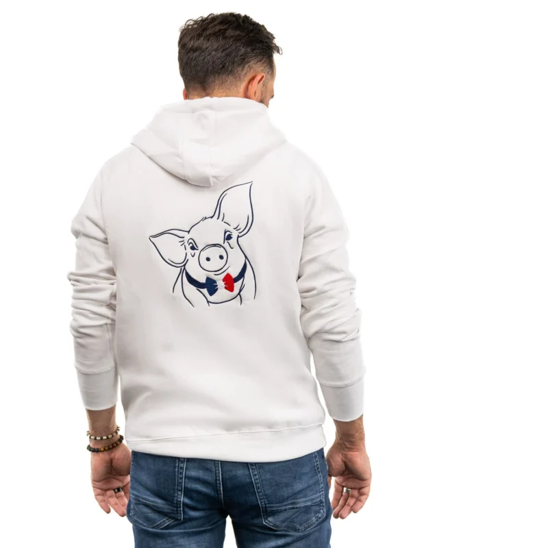 Pull Homme Blanc 8 - Cochon Futé