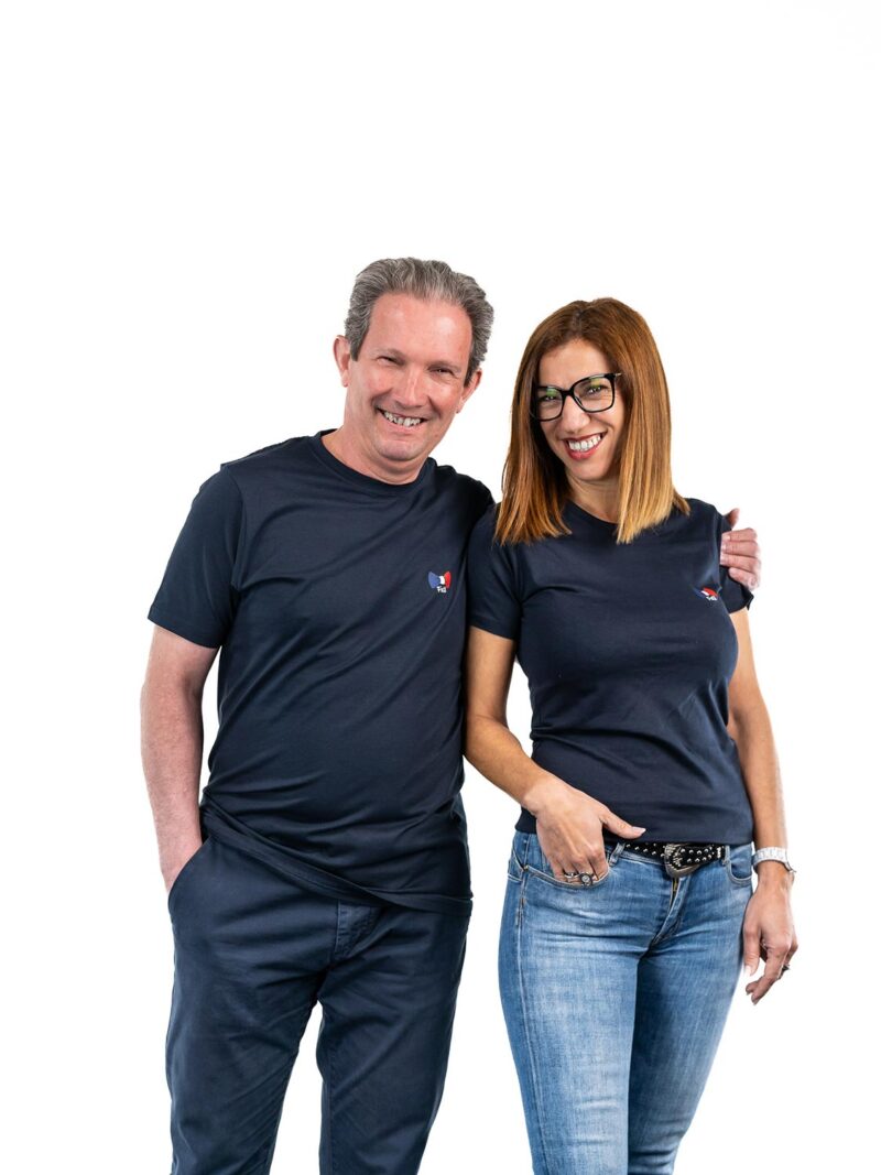 tee shirt basique bleu duo 2 - Cochon Futé