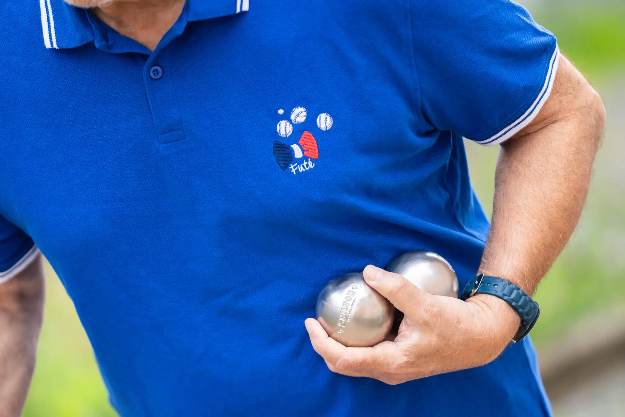 Polo-pétanque-bleu-12 Polo petanque bleu 12 - Cochon Futé