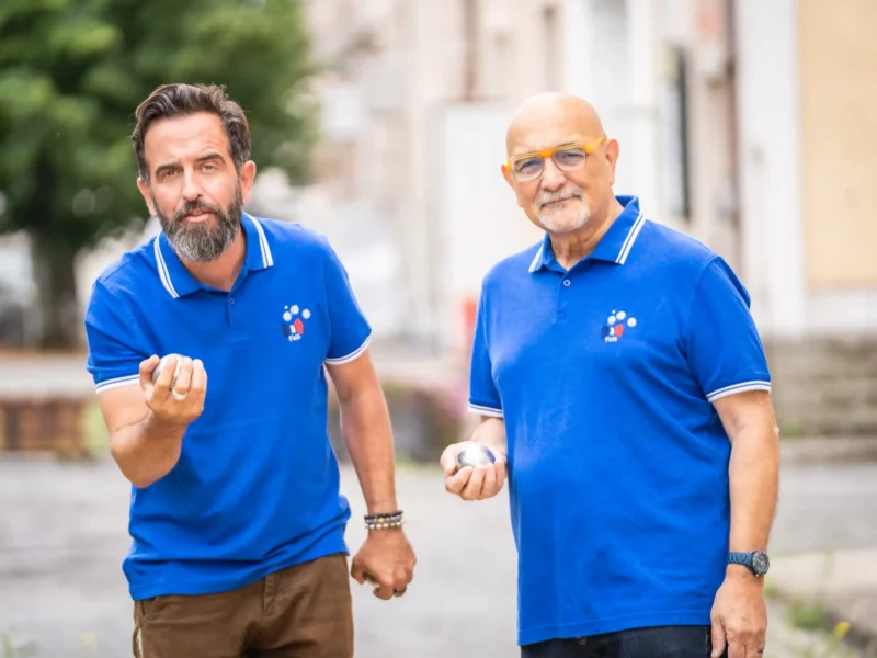 Polo petanque bleu 27 - Cochon Futé