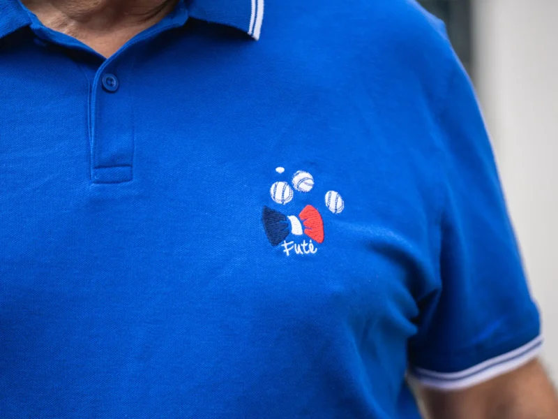 Polo petanque bleu 29 - Cochon Futé